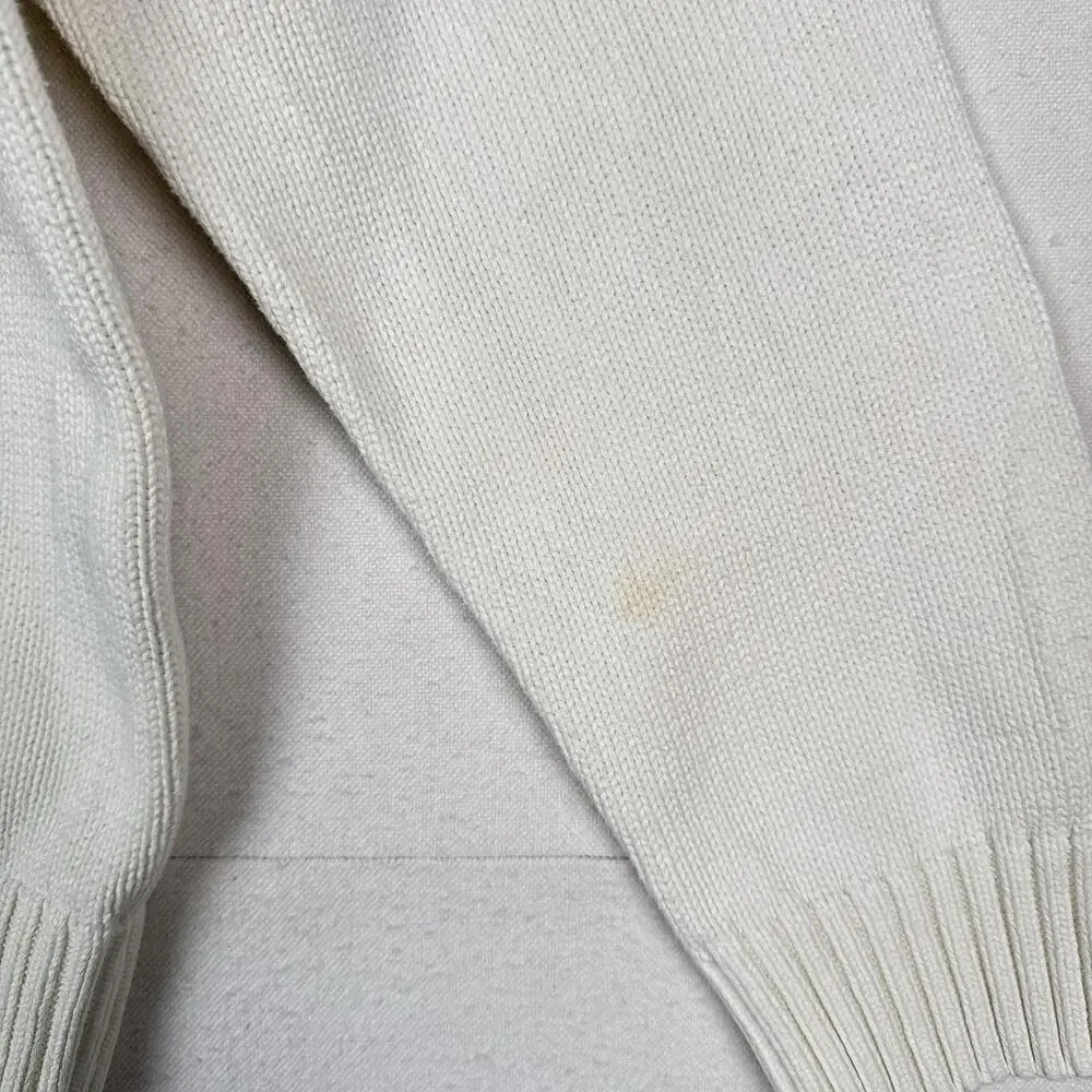 Vintage Tommy Hilfiger Men's Knit Cotton Crewneck Sweater Large White - Picture 7 of 9
